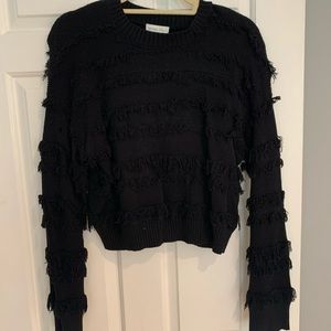 black sweater w fringe detail